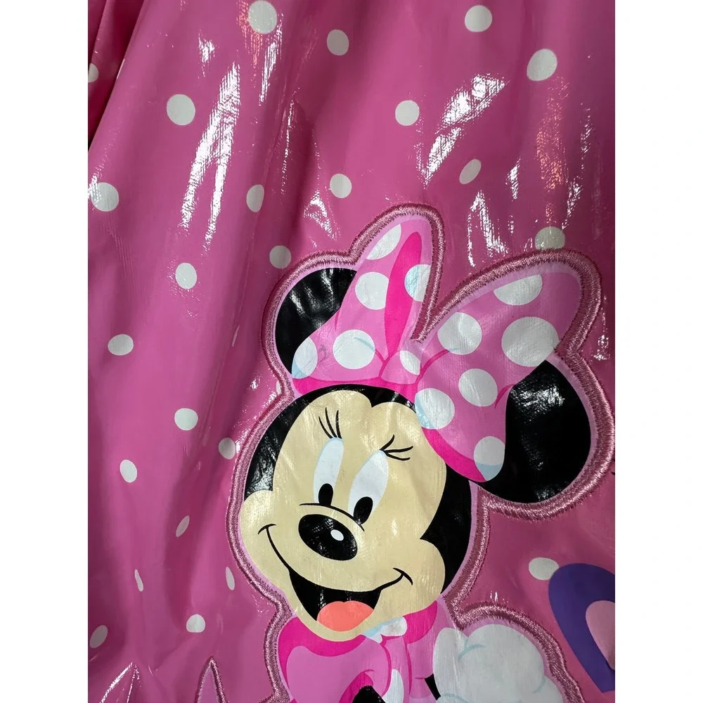Disney Minnie Mouse Raincoat Girls 5/6 Pink Polka Dot Hooded Jacket